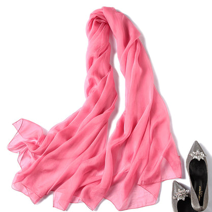 Women's silk scarf pure color silk scarf