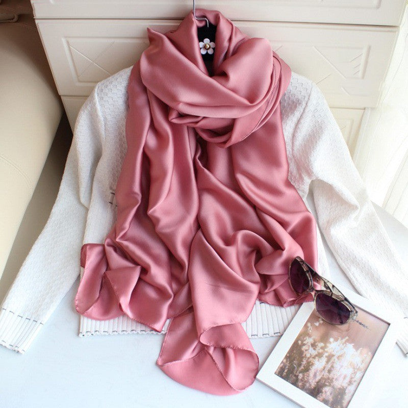 Pure Color Silk Scarf Travel Desert Beach Scarf