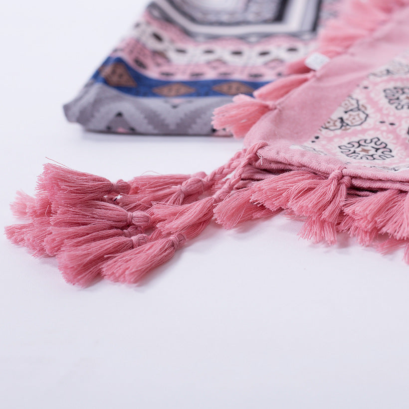 Ethnic Style Fringed Scarf Jacquard Square Scarf