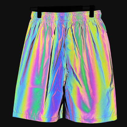 Nuevos pantalones cortos reflectantes de colores cruzados. 