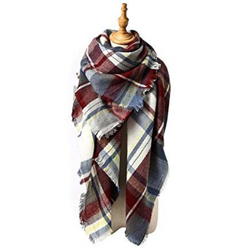 British College Literary Yellow Plaid Scarf Square Scarf