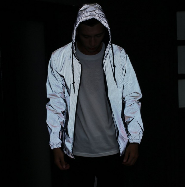 Chaqueta reflectante Hip Hop otoño rompevientos abrigo deportivo nocturno Homme chaquetas de malla reflectante ropa fluorescente 