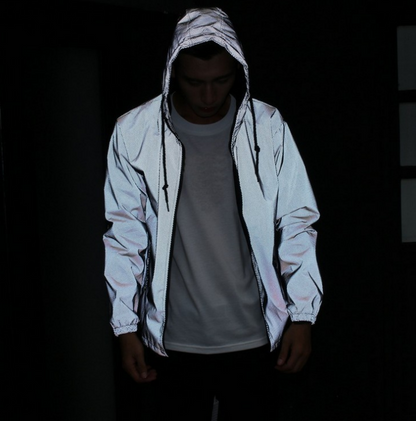 Reflective Jacket Hip Hop Autumn Windbreaker Night Sporting Coat Homme Reflective Mesh Jackets Fluorescent Clothing