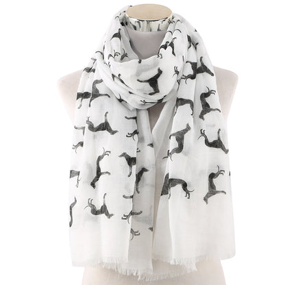 Foulard noir imprimé chien