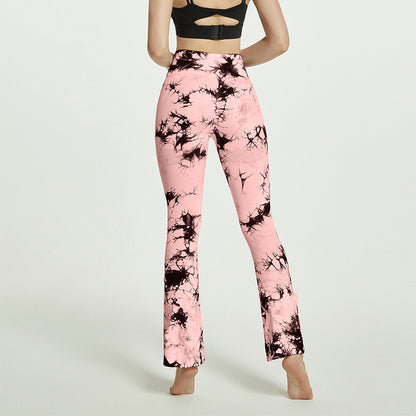 Pantalones de Yoga con estampado Tie Dye para mujer, mallas deportivas con fondo de campana, sin costuras, cintura alta, secado rápido, para Fitness y correr