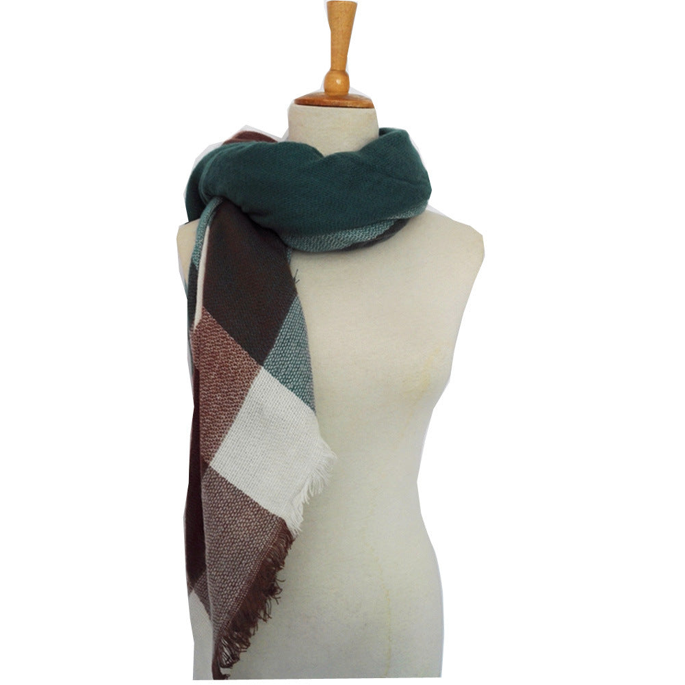 Autumn And Winter Scarf Colorful Plaid Square Scarf