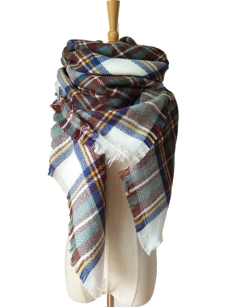 British College Literary Yellow Plaid Scarf Square Scarf