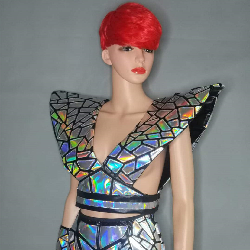 Silver Reflective High Shoulder Stereoscopic Suit