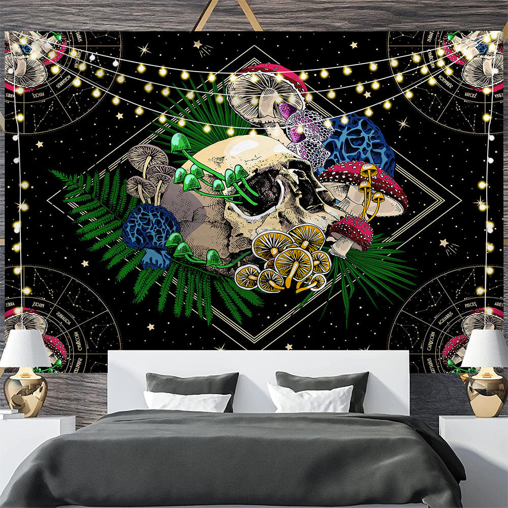 Tête de lit en tissu avec tapisserie de champignons psychédéliques