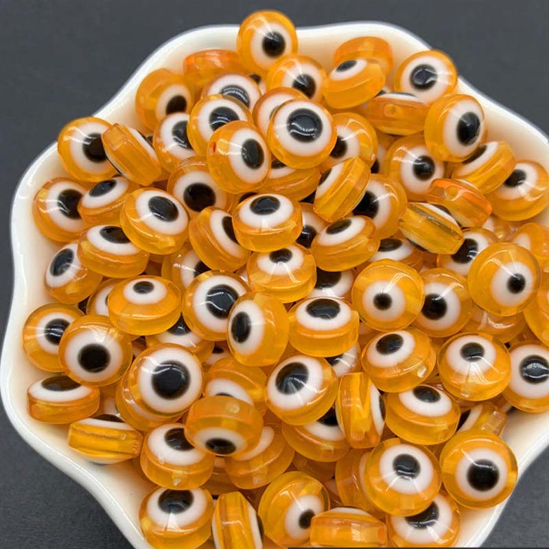 NEW 50PCS 8/10mm Oval Beads Evil Eye Resin Spacer Beads For