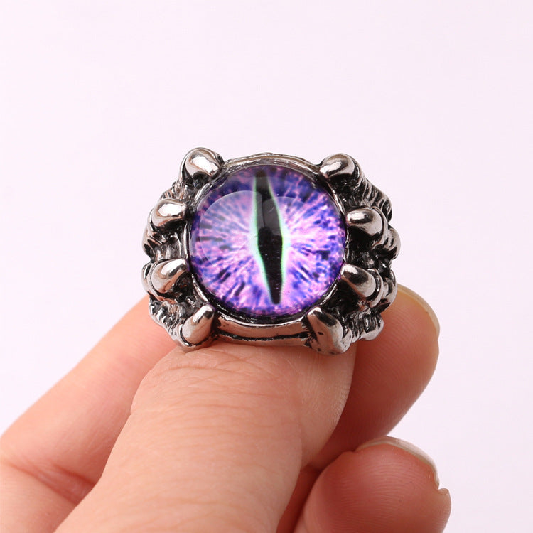 Bague rétro pour hommes et femmes, griffe de Dragon, griffe d'aigle, oeil, Punk