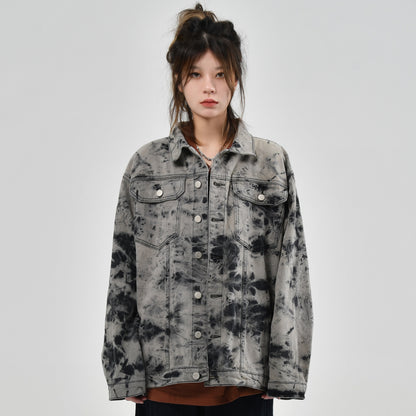 Veste en jean originale rétro tie-dye pour femme