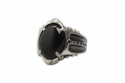 Bague pour hommes Punk Goth Vintage avec pierres précieuses en titane et acier moulé