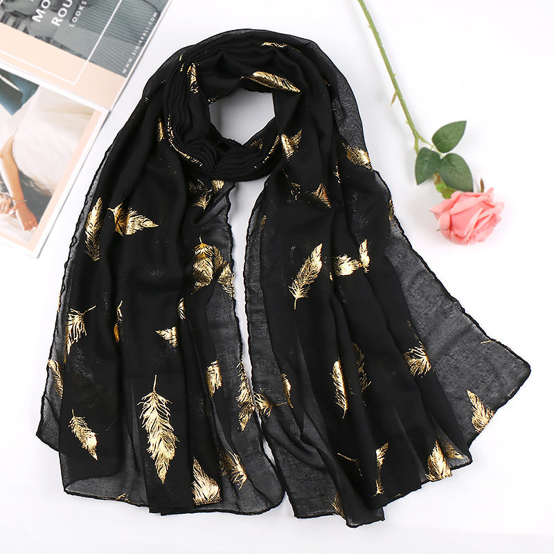 Feather bronzing cotton scarf