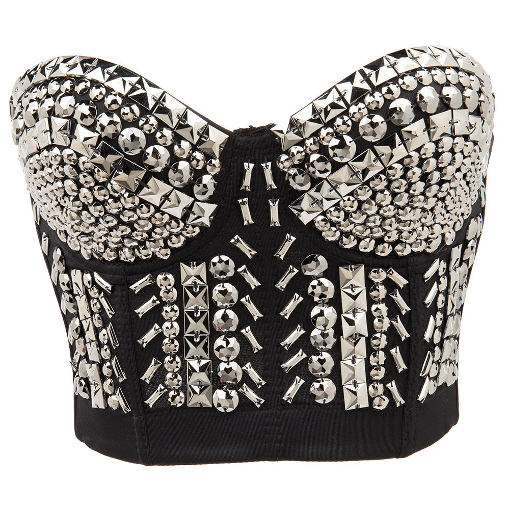 Soutien-gorge sexy pour femmes, style punk, paillettes et perles