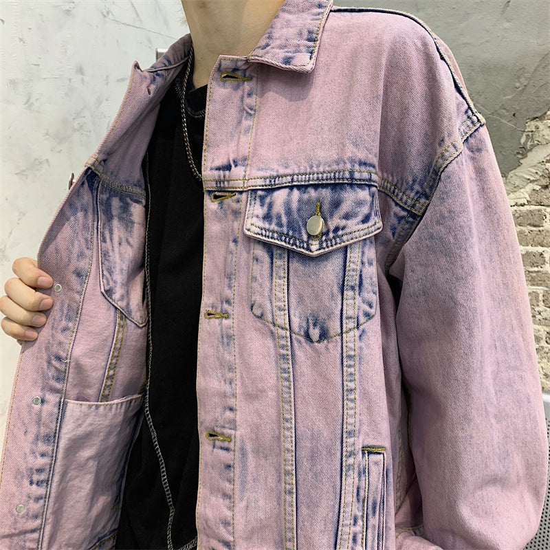 Veste en jean effet tie-dye effet vieilli High Street pour hommes