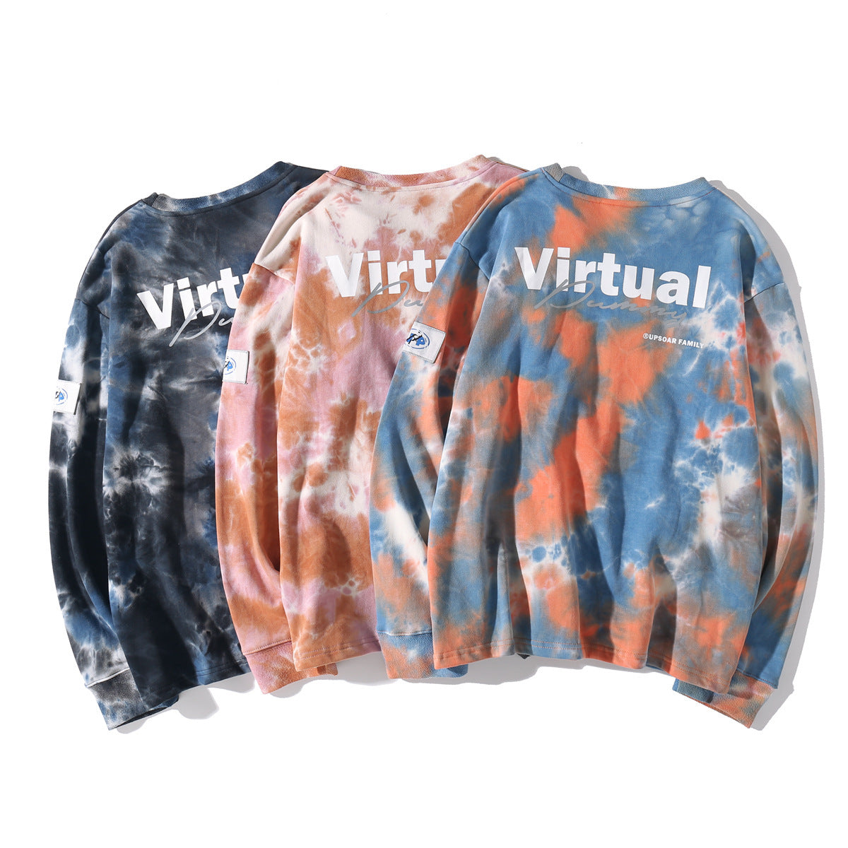 Sudadera holgada fina con cuello redondo y efecto tie-dye