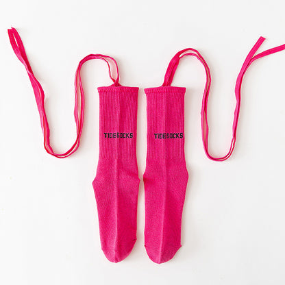 Chaussettes à bandes fluorescentes pour femmes, avec lettres imprimées, tendance, pour Bar, boîte de nuit, personnalité réfléchissante, croix, haute qualité, nouvelle collection