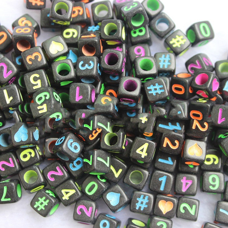 Black Fluorescent Letter Beads 26 English Letters Music Festival Beaded Bracelet