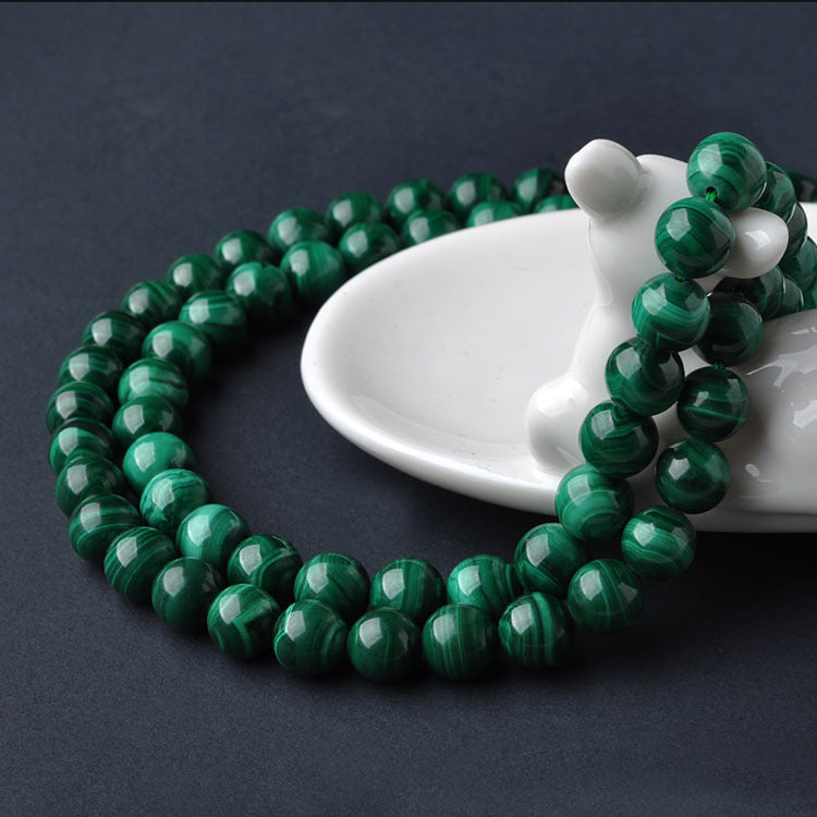 Perles rondes en Malachite naturelle, amples, bijoux en pierre rayée, semi-finies, DIY