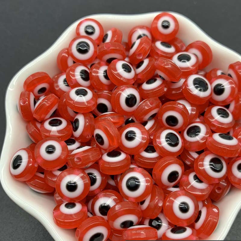 NEW 50PCS 8/10mm Oval Beads Evil Eye Resin Spacer Beads For