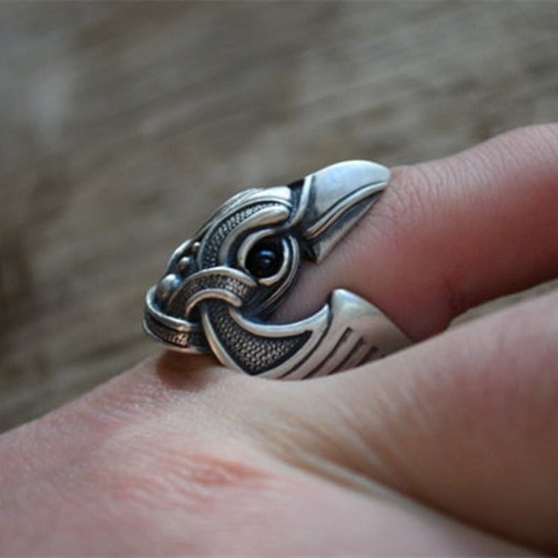 Bague gothique vintage Punk Raven pour hommes