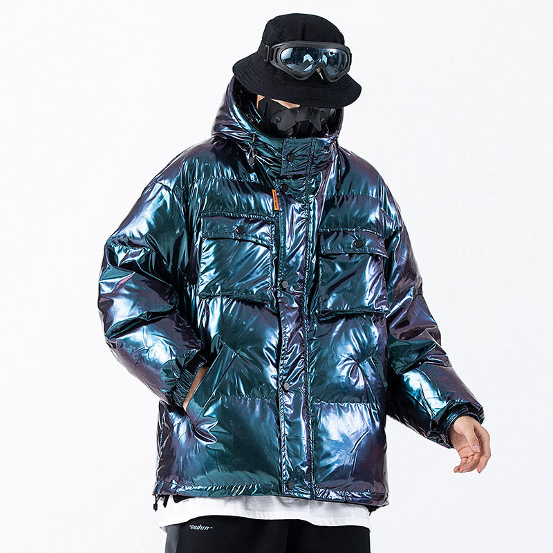 Vestes Parkas Cargo réfléchissantes foncées pour hommes, Streetwear Hip Hop rembourré, coupe-vent Harajuku, manteaux Techwear