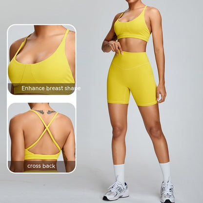 Costume de short de Yoga pour femmes, vêtement à la mode pour contracter le ventre et soulever les hanches