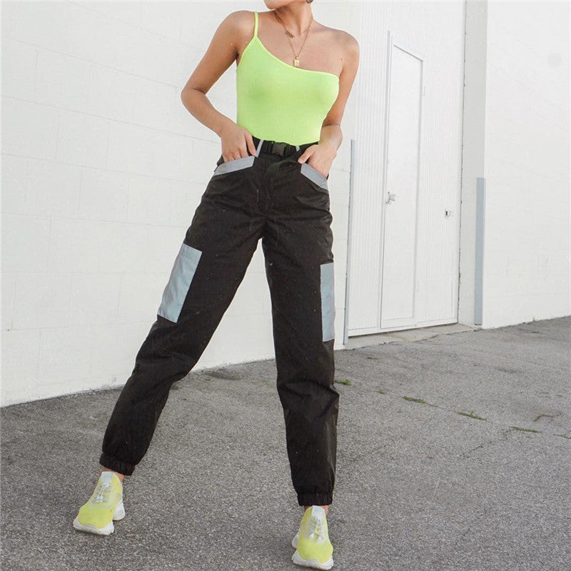 Contrast stitching reflective trousers