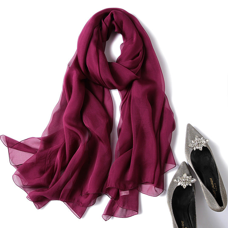 Women's silk scarf pure color silk scarf