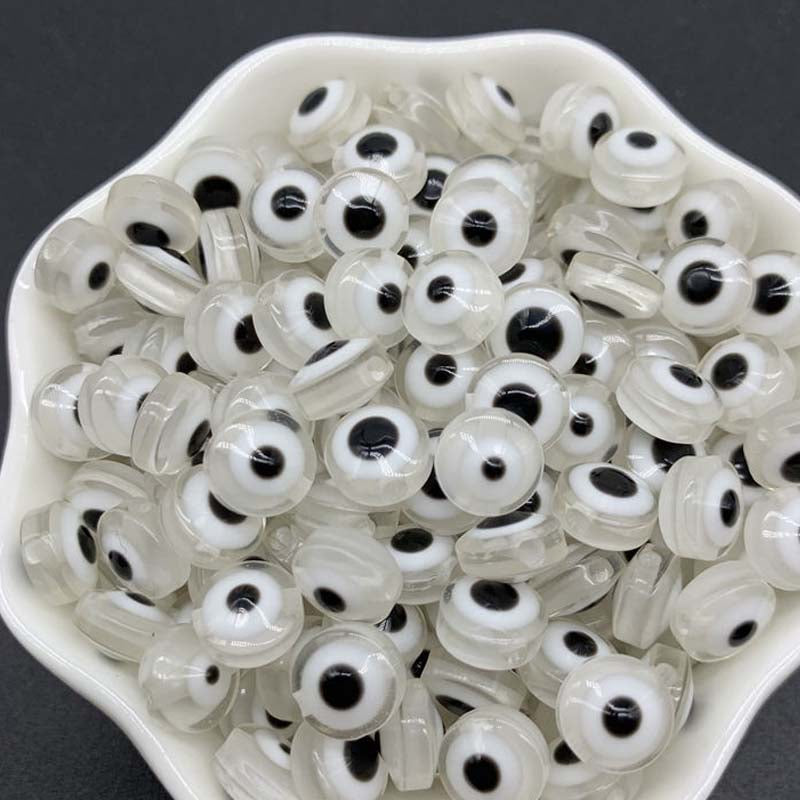 NEW 50PCS 8/10mm Oval Beads Evil Eye Resin Spacer Beads For