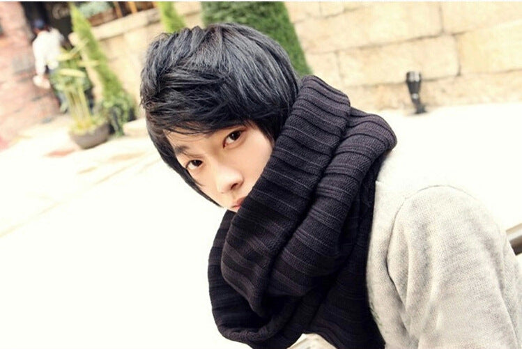 Autumn and Winter Contrast Color Scarf Wool Pullover Scarf