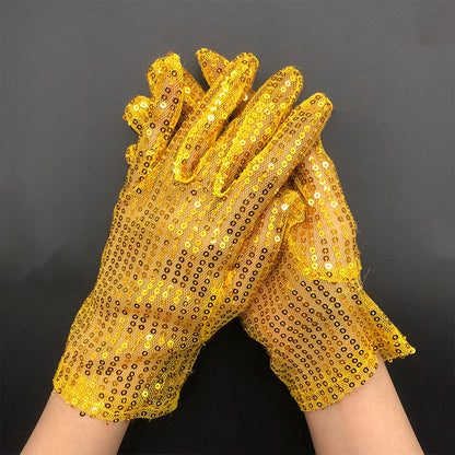 Gants réfléchissants à paillettes fines pour performances sur scène