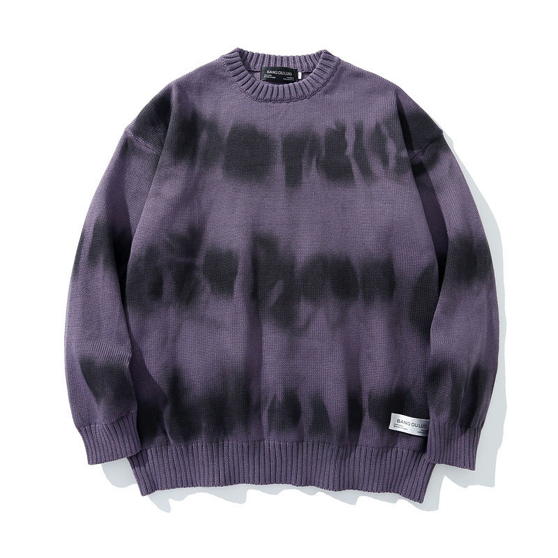 High Street Tie Dye rayé tricot pull pull Hip Hop pour hommes