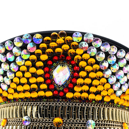 Chapeau de Performance à dessus plat de carnaval de fête de diamant d'or féminin