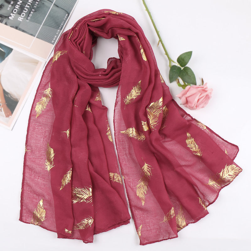 Foulard plumes en coton bronzant