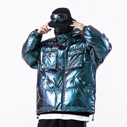 Parkas tipo Cargo reflectantes oscuros, chaquetas para hombre, ropa informal estilo Hip Hop, chaquetas acolchadas, cortavientos Harajuku, Parka, abrigos Techwear