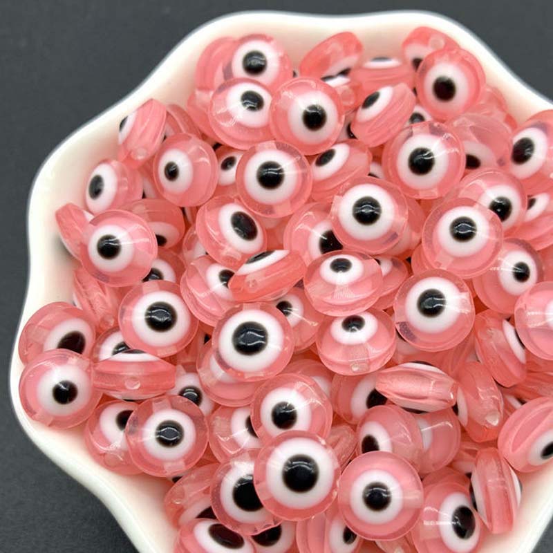 NEW 50PCS 8/10mm Oval Beads Evil Eye Resin Spacer Beads For