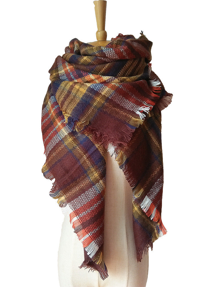 British College Literary Yellow Plaid Scarf Square Scarf