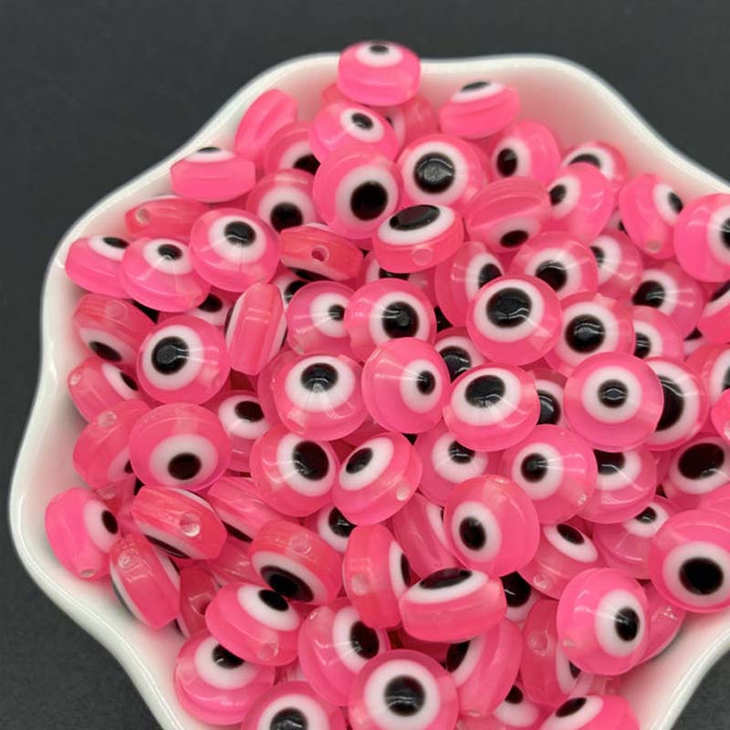 NEW 50PCS 8/10mm Oval Beads Evil Eye Resin Spacer Beads For