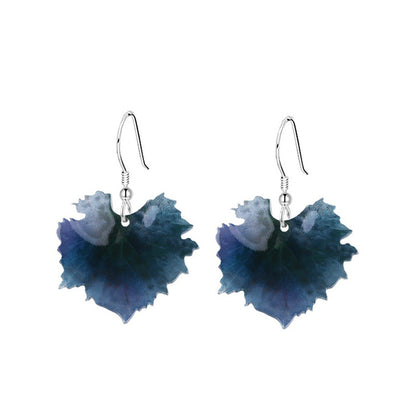 Boucles d'oreilles pendantes en forme de feuille de raisin en acrylique Boho pour femmes