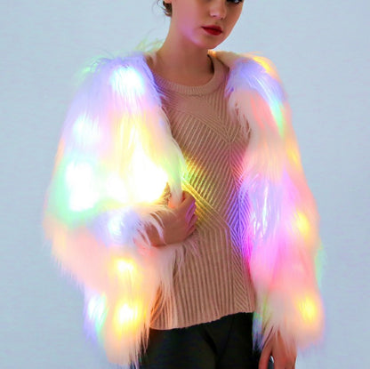 Chaqueta LED con abrigo de piel para festival