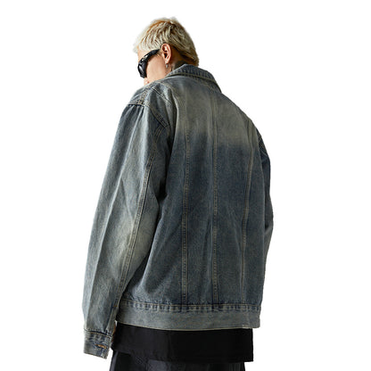 Veste en jean lavée et usée pour hommes, Punk