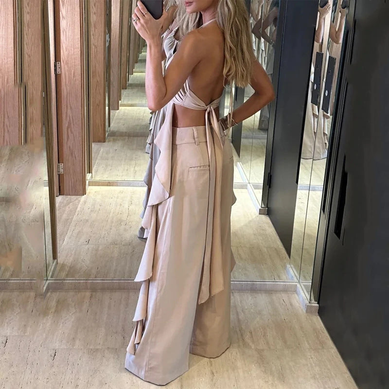 Summer New Fashion Halter Long Sexy Backless Suit