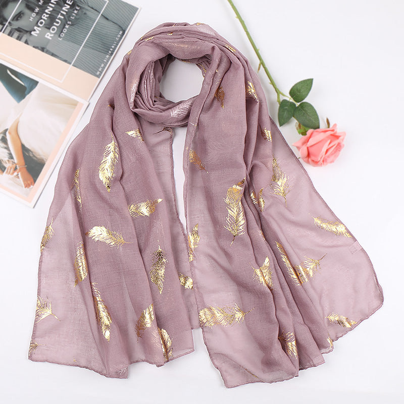 Feather bronzing cotton scarf