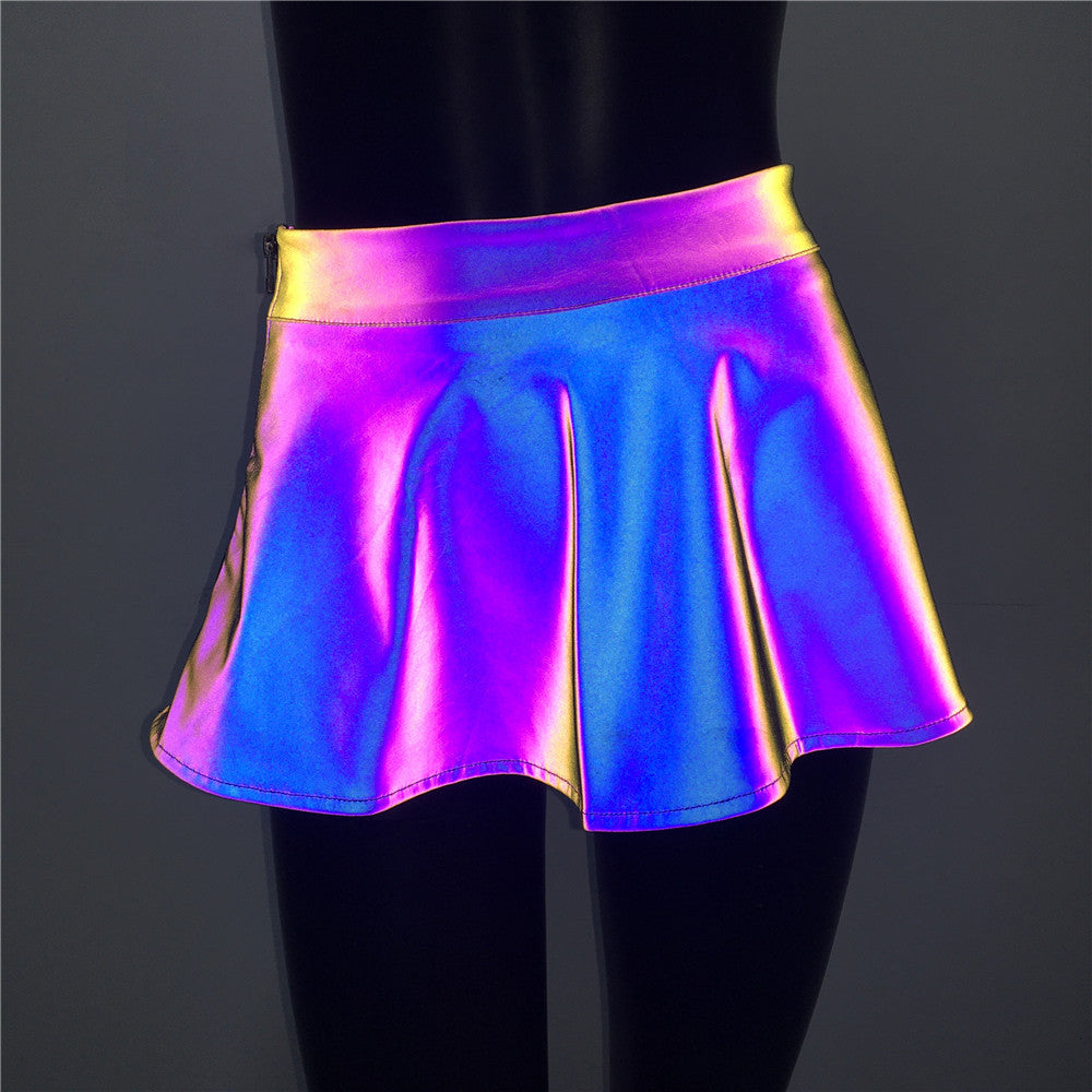 Women's Fashion Simple Dazzling Color Reflective Half-body Skirt