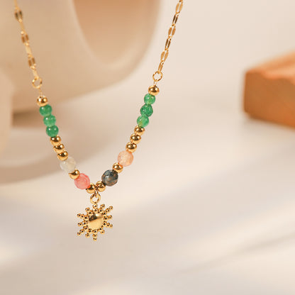 Collier avec pendentif soleil en perles style Boho, à la mode