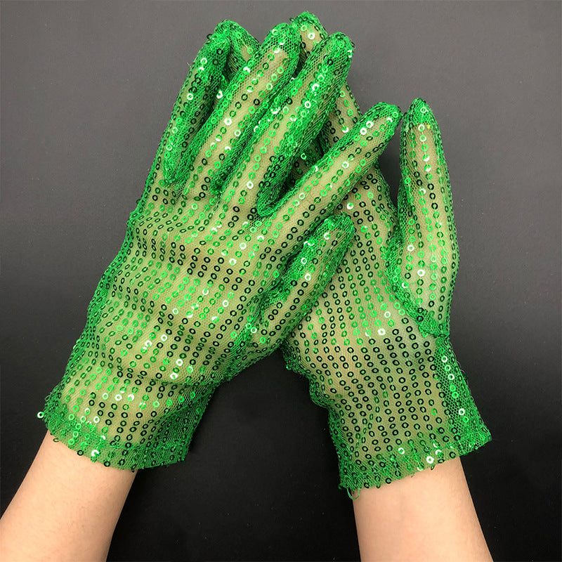 Gants réfléchissants à paillettes fines pour performances sur scène