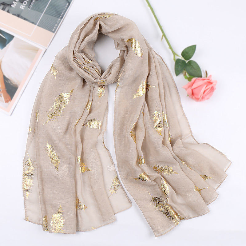 Foulard plumes en coton bronzant