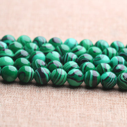 Perles rondes en Malachite naturelle, amples, bijoux en pierre rayée, semi-finies, DIY